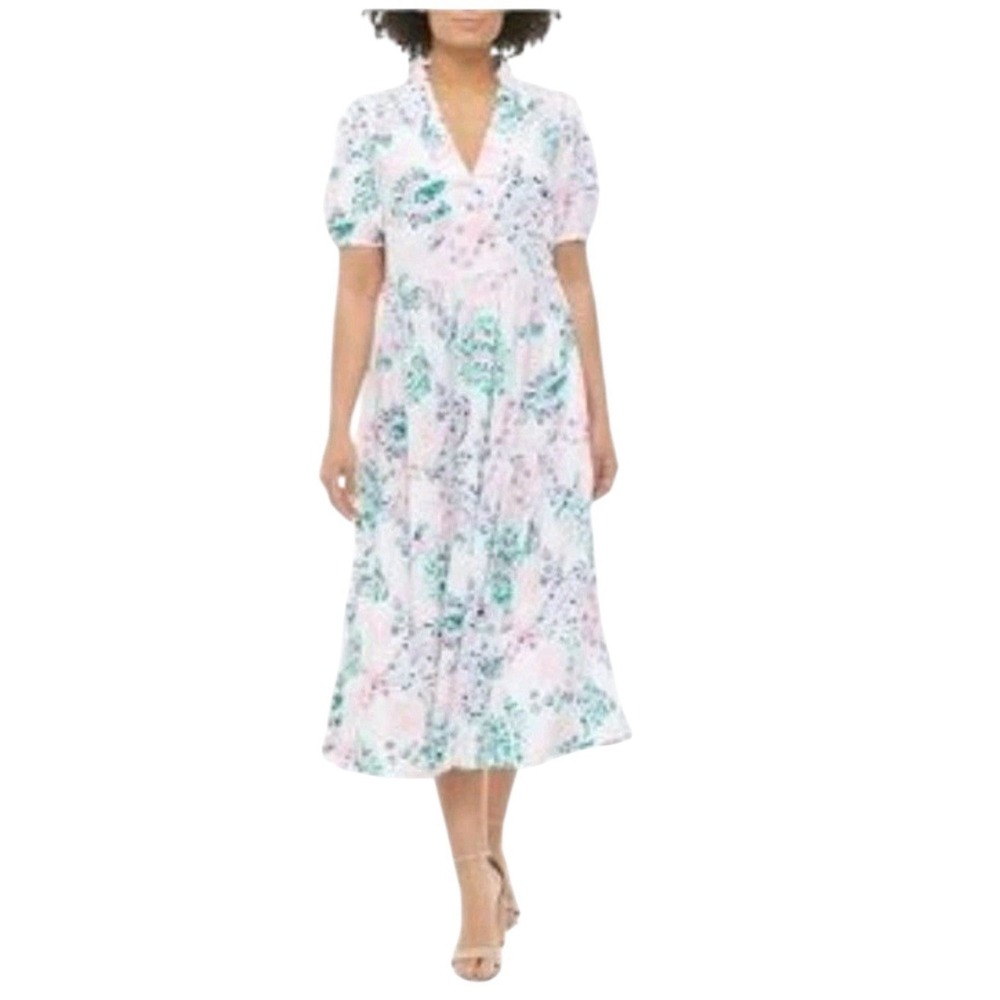 Crown & Ivy Dress Womens L White Floral Long‎ Ruffled Fairycore Cottagecore